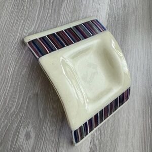 Fusion Multicolored Arch Glass Striped Trinket Dish
